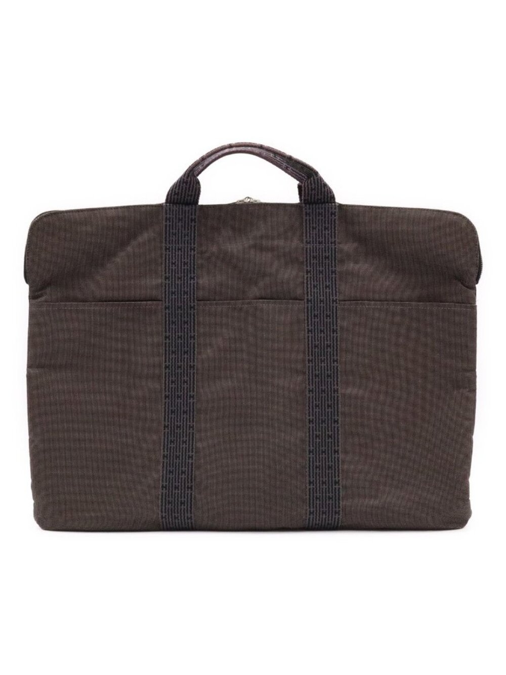 Hermes Herline Porte Documents Briefcase Purse 3 Handbag Nylon Canvas Gray